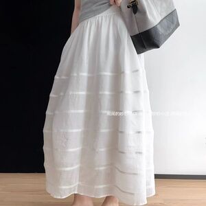 N16 Moon Leigh Patchwork Soft Ramie High-waisted Puffy Skirt